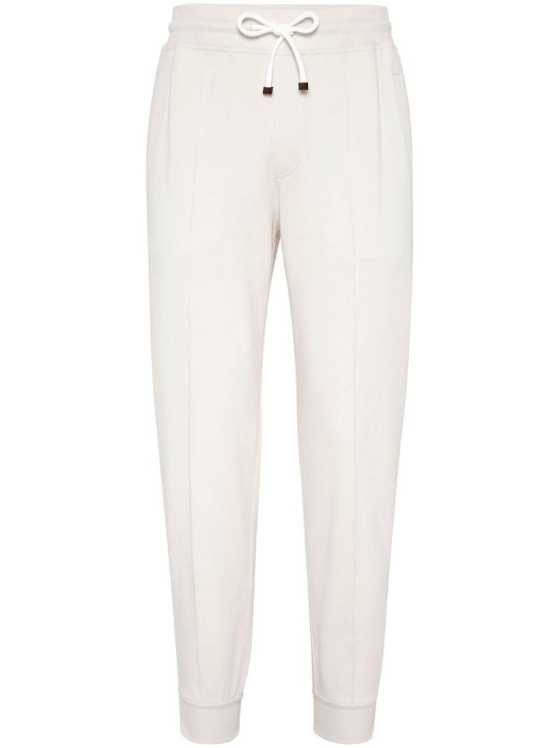 Brunello Cucinelli drawstring-waist tapered track trousers - White von Brunello Cucinelli