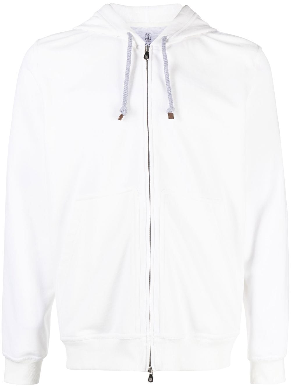 Brunello Cucinelli drawstring zipped hoodie - White von Brunello Cucinelli
