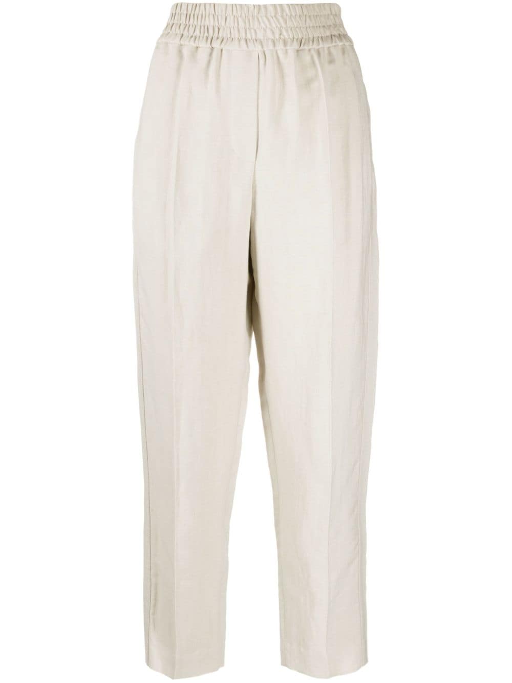 Brunello Cucinelli elasticated-waist cropped trousers - Neutrals von Brunello Cucinelli