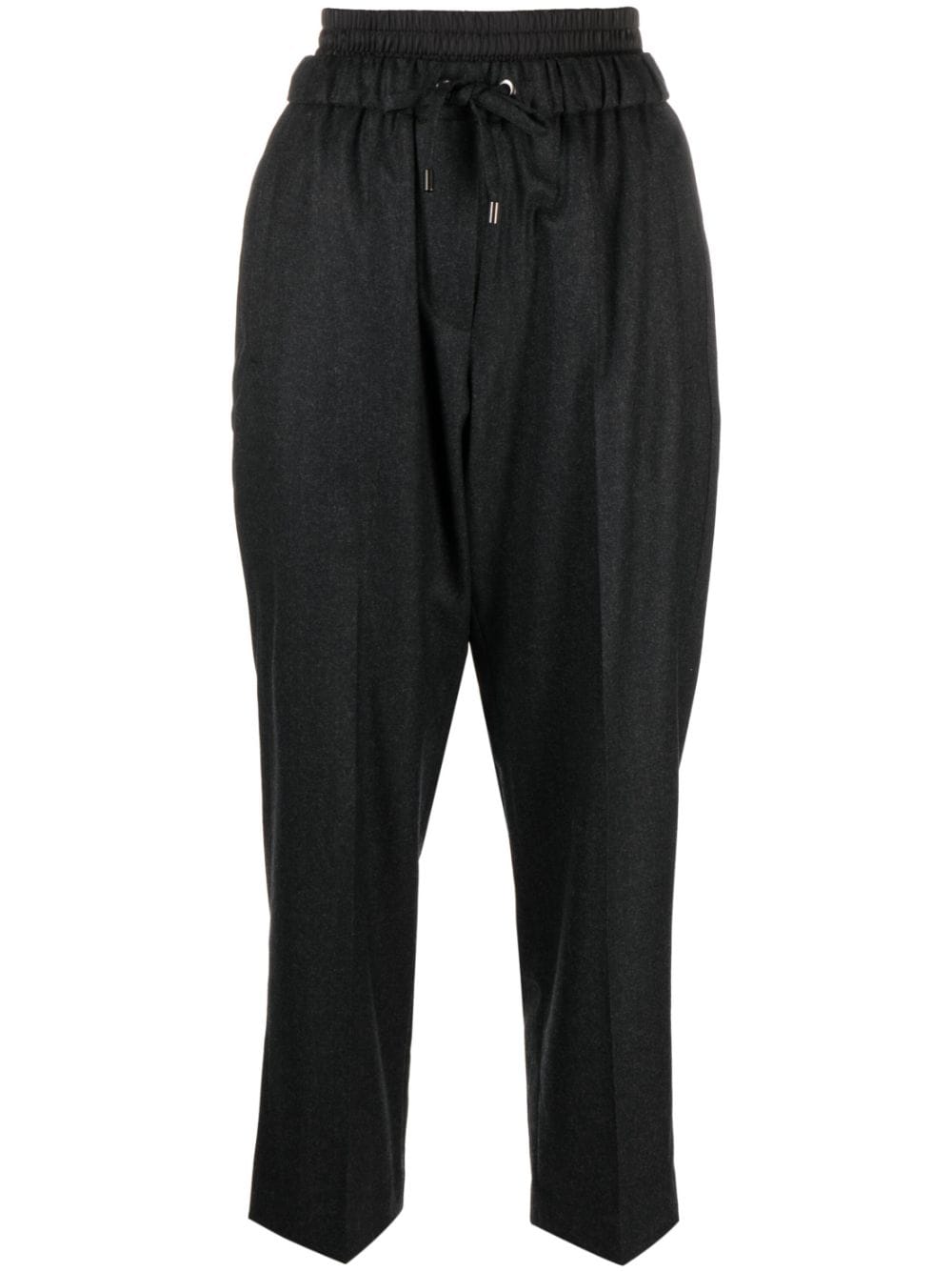 Brunello Cucinelli elasticated-waist cropped wool trousers - Black von Brunello Cucinelli