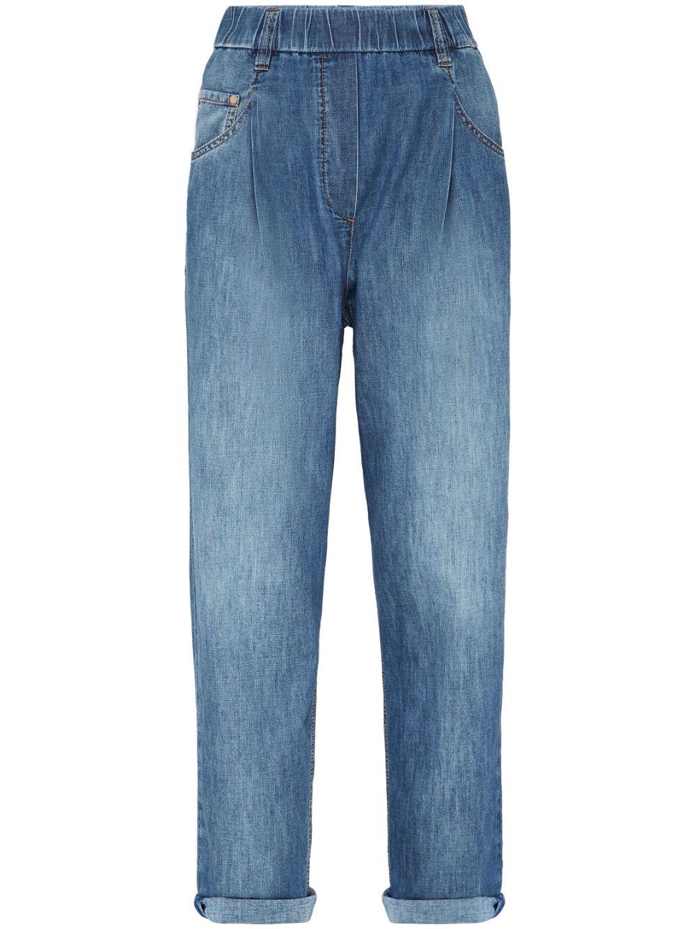 Brunello Cucinelli elasticated waistband tapered jeans - Blue von Brunello Cucinelli