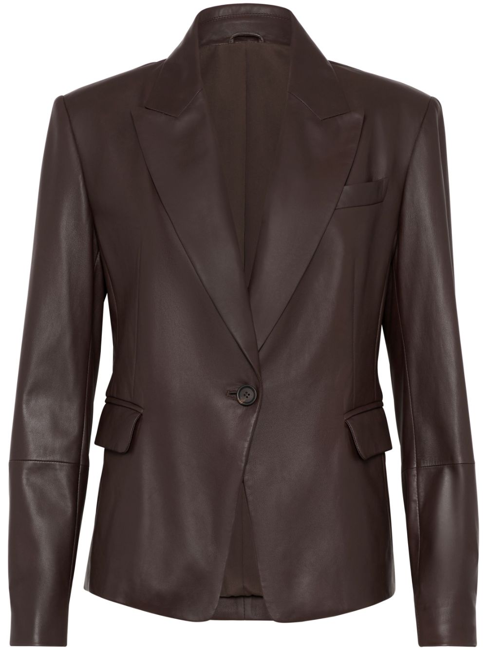 Brunello Cucinelli embellished leather blazer - Brown von Brunello Cucinelli