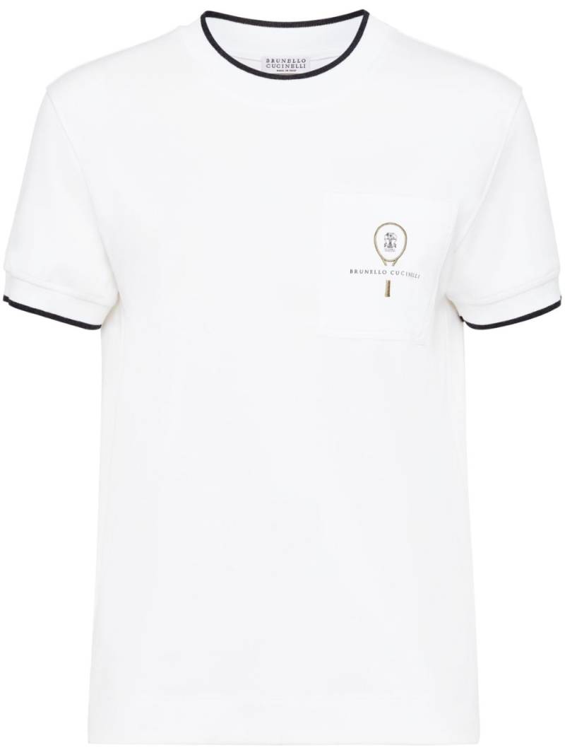 Brunello Cucinelli embroidered cotton T-shirt - White von Brunello Cucinelli