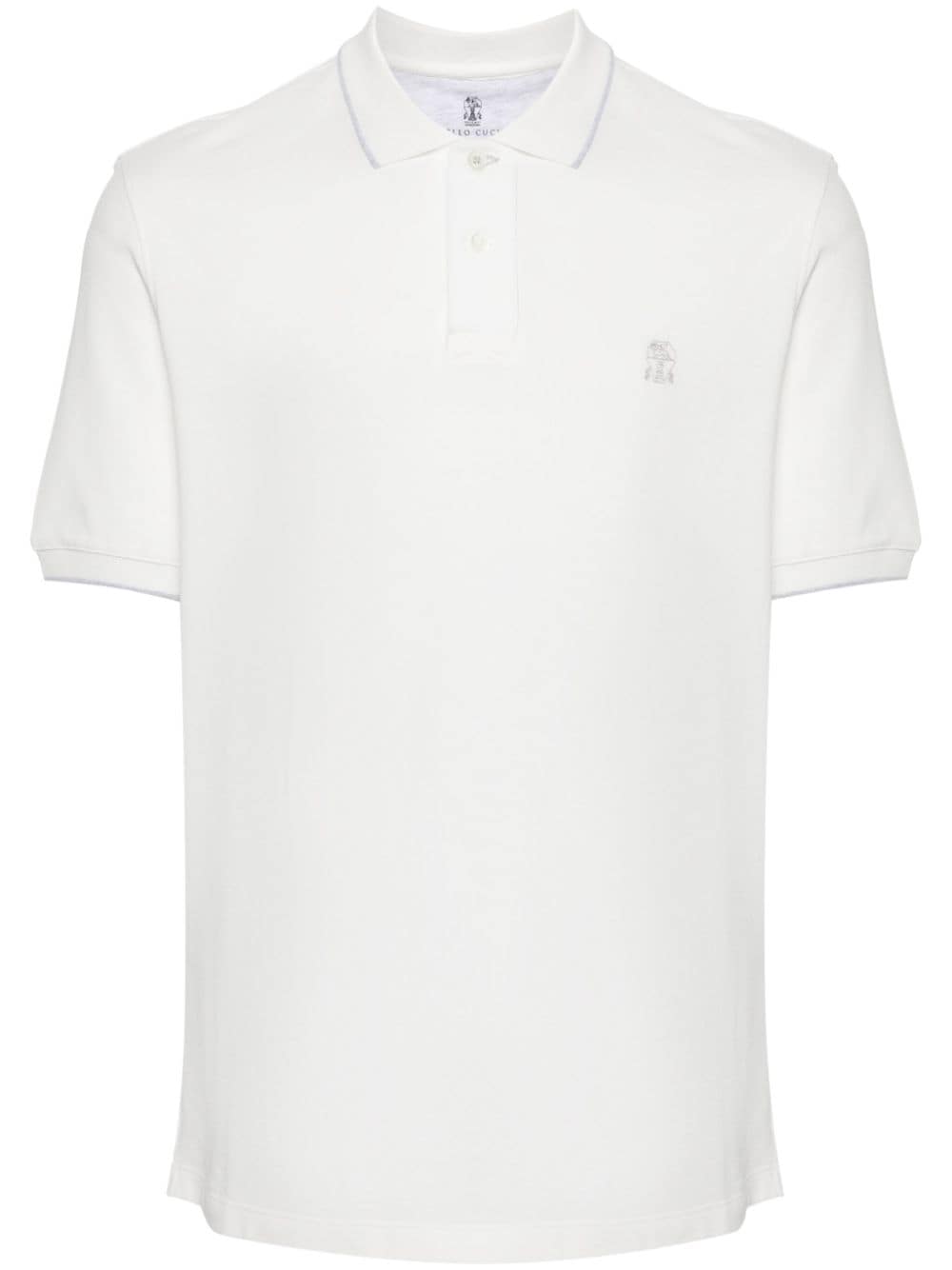 Brunello Cucinelli logo-embroidered cotton polo shirt - Neutrals von Brunello Cucinelli