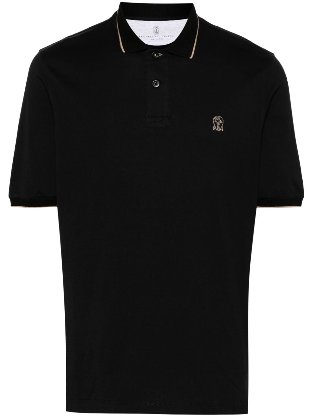 Brunello Cucinelli embroidered-logo polo shirt - Black von Brunello Cucinelli