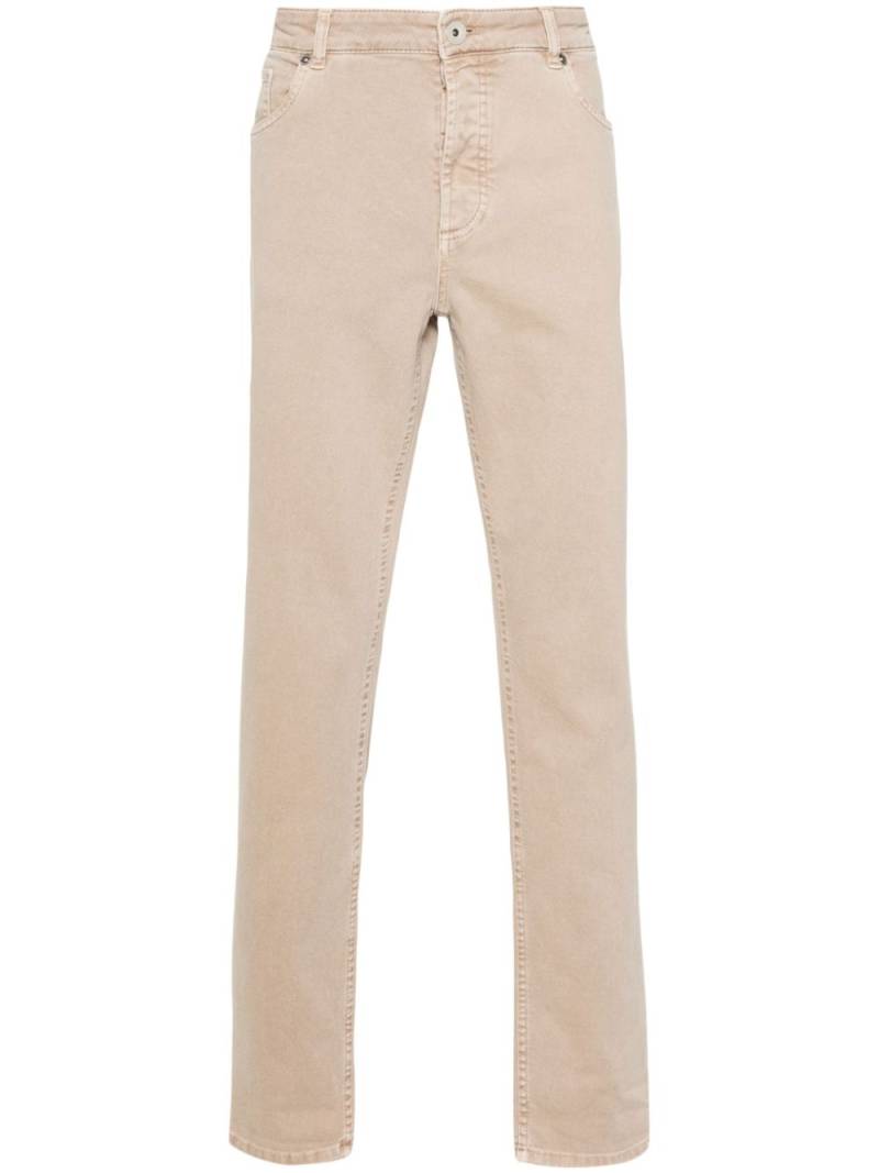 Brunello Cucinelli embroidered-logo straight-leg jeans - Neutrals von Brunello Cucinelli