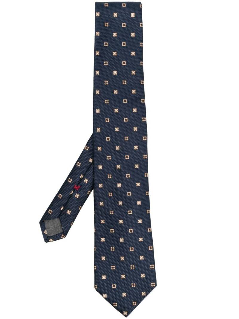 Brunello Cucinelli embroidered-pattern detail tie - Blue von Brunello Cucinelli