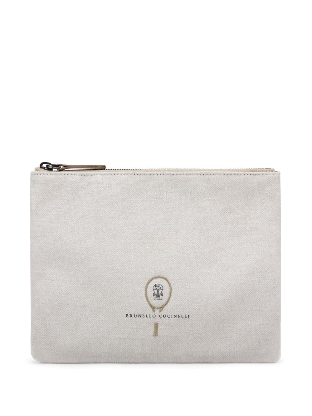 Brunello Cucinelli embroidered tweed wash bag - White von Brunello Cucinelli