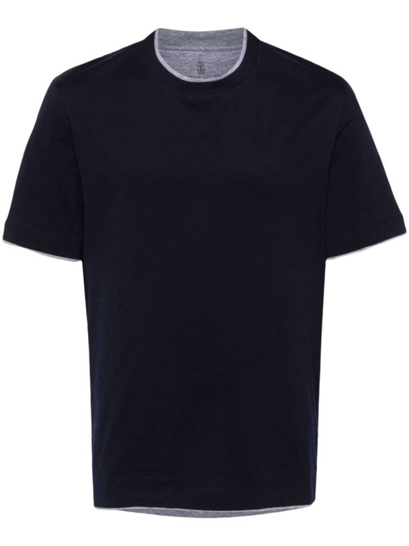 Brunello Cucinelli faux-layered cotton T-shirt - Blue von Brunello Cucinelli