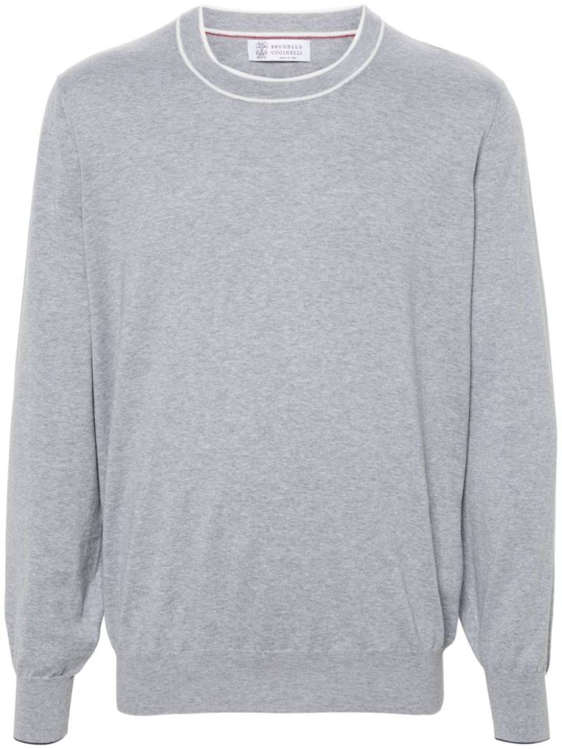 Brunello Cucinelli fine knit cotton jumper - Grey von Brunello Cucinelli