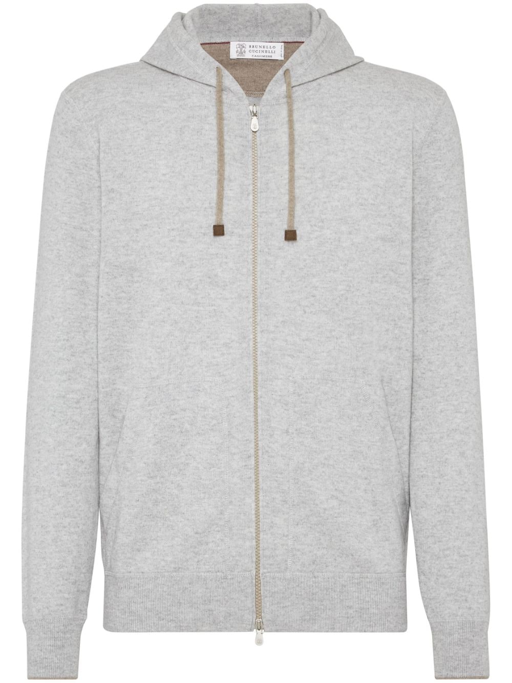 Brunello Cucinelli front zip cashmere hoodie - Grey von Brunello Cucinelli