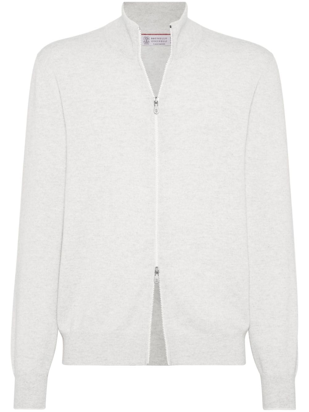 Brunello Cucinelli funnel-neck cashmere cardigan - White von Brunello Cucinelli