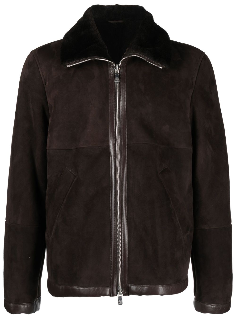 Brunello Cucinelli fur-lining leather jacket - Brown von Brunello Cucinelli