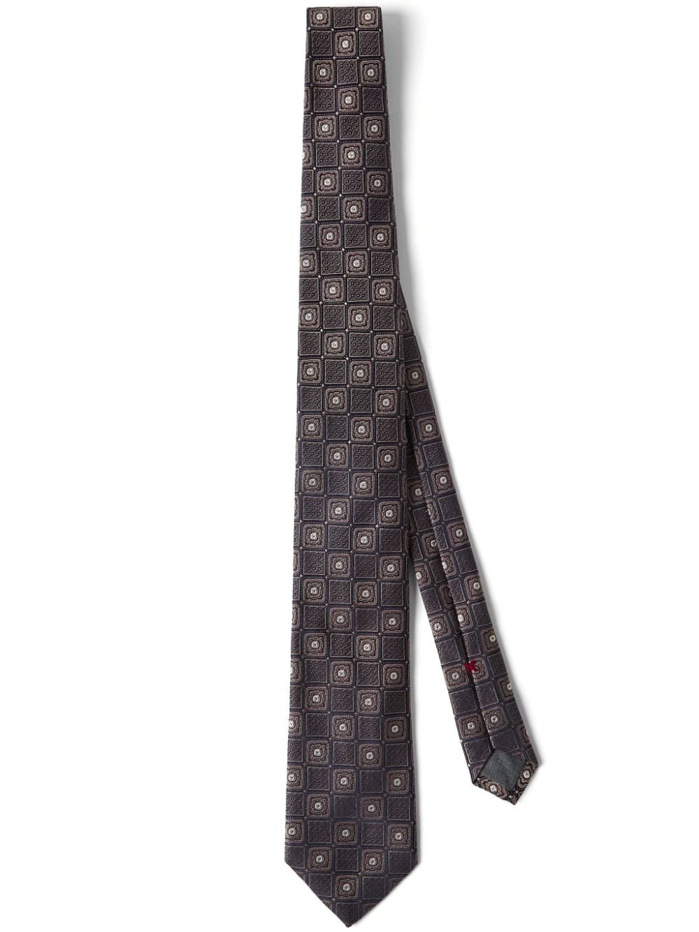 Brunello Cucinelli geometric-pattern print silk tie - Brown von Brunello Cucinelli