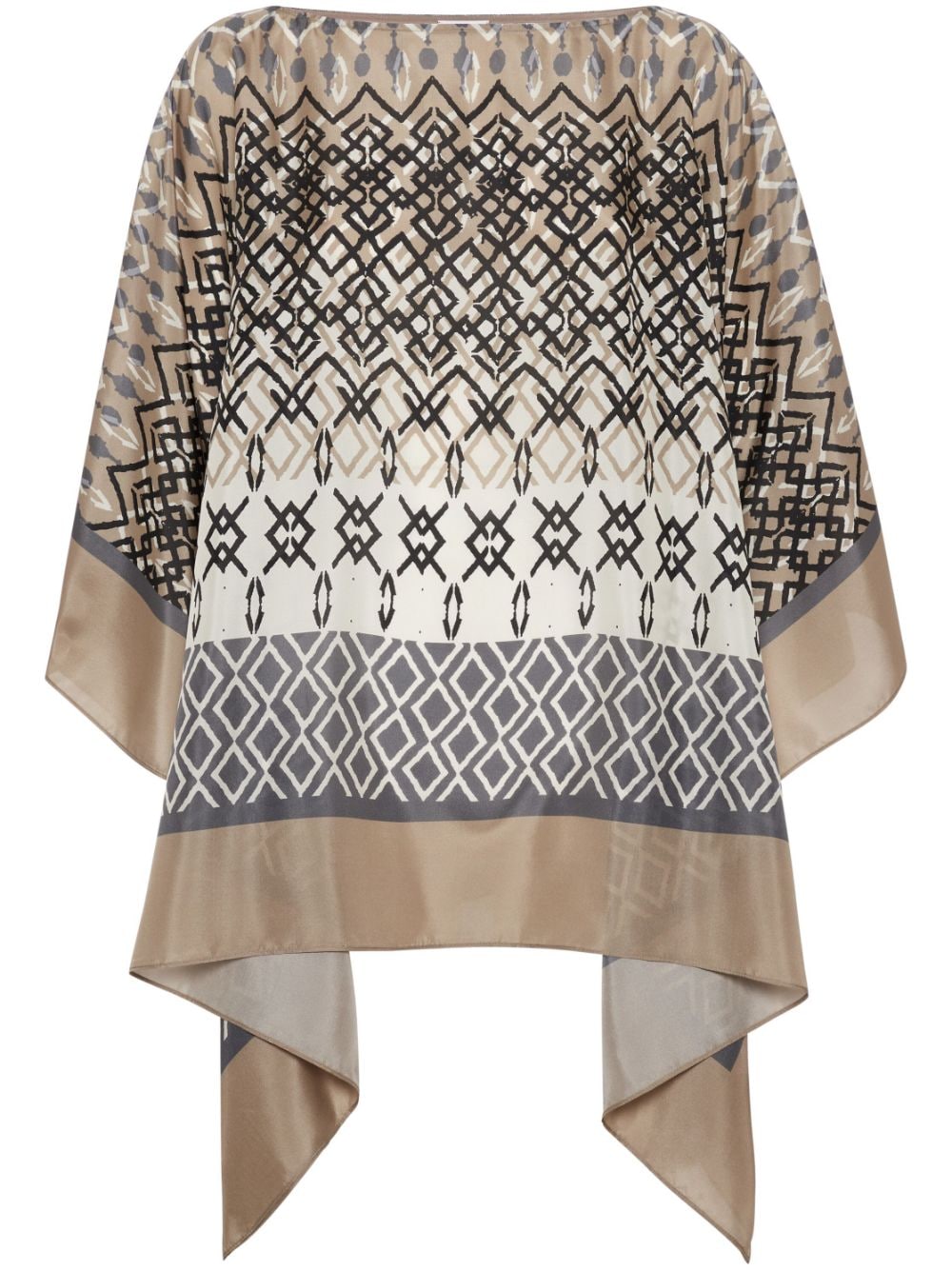 Brunello Cucinelli geometric-print silk blouse - Brown von Brunello Cucinelli