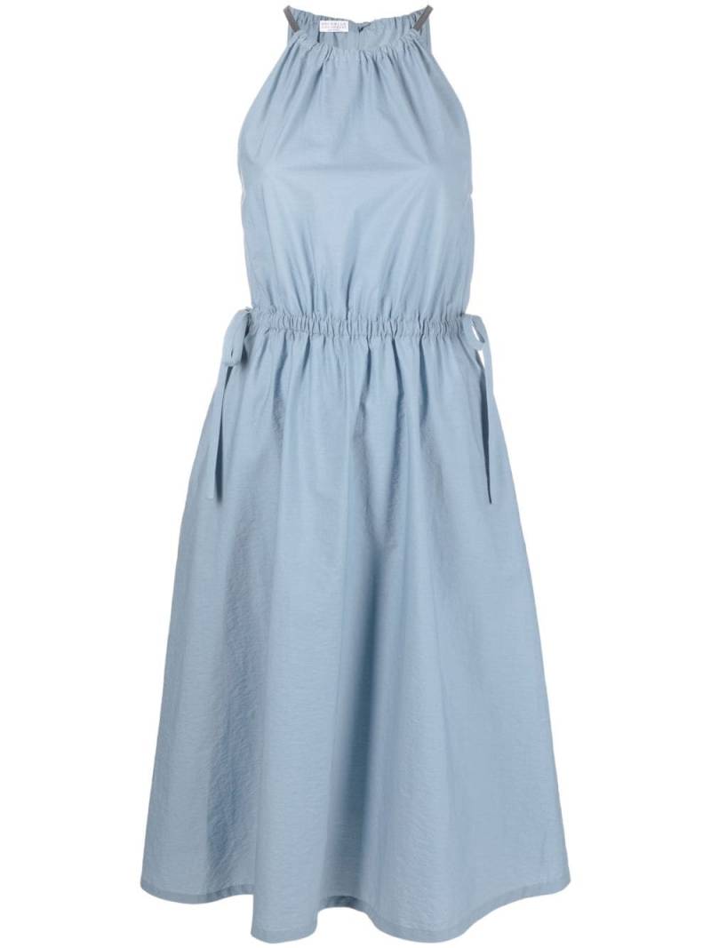 Brunello Cucinelli halterneck flared midi dress - Blue von Brunello Cucinelli