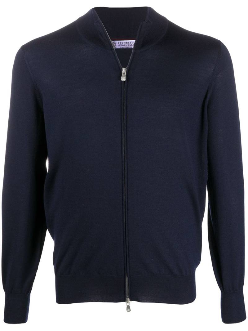 Brunello Cucinelli high-neck zip-through sweater - Blue von Brunello Cucinelli