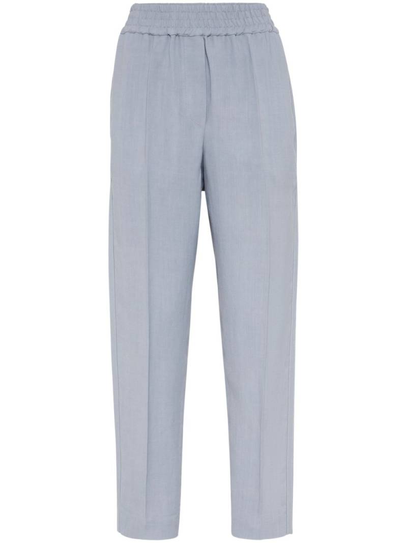 Brunello Cucinelli high-waist straight-leg trousers - Blue von Brunello Cucinelli