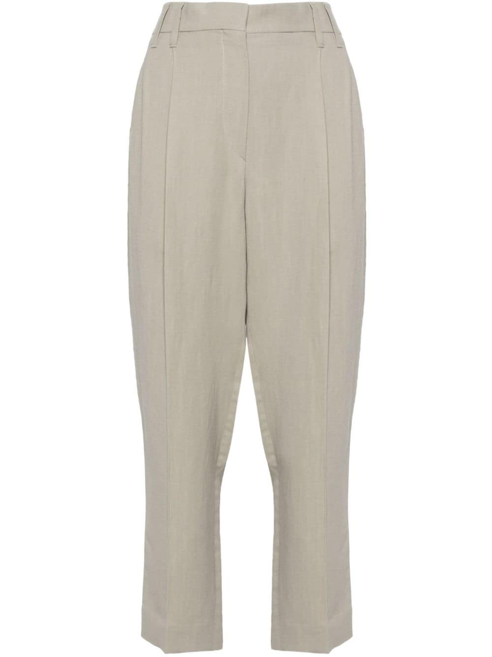 Brunello Cucinelli high-waist straight-leg trousers - Green von Brunello Cucinelli