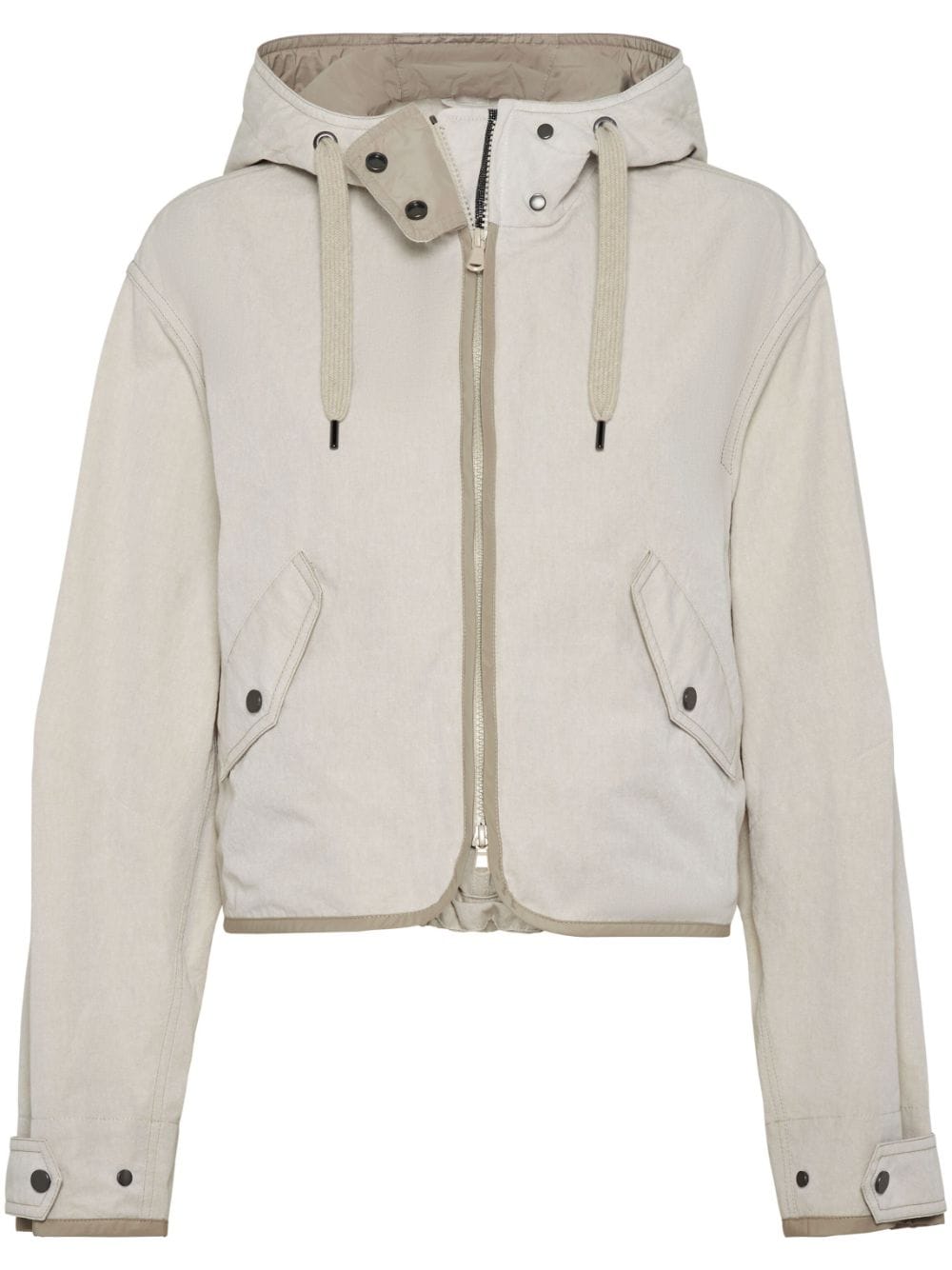 Brunello Cucinelli hooded cotton-blend jacket - Neutrals von Brunello Cucinelli