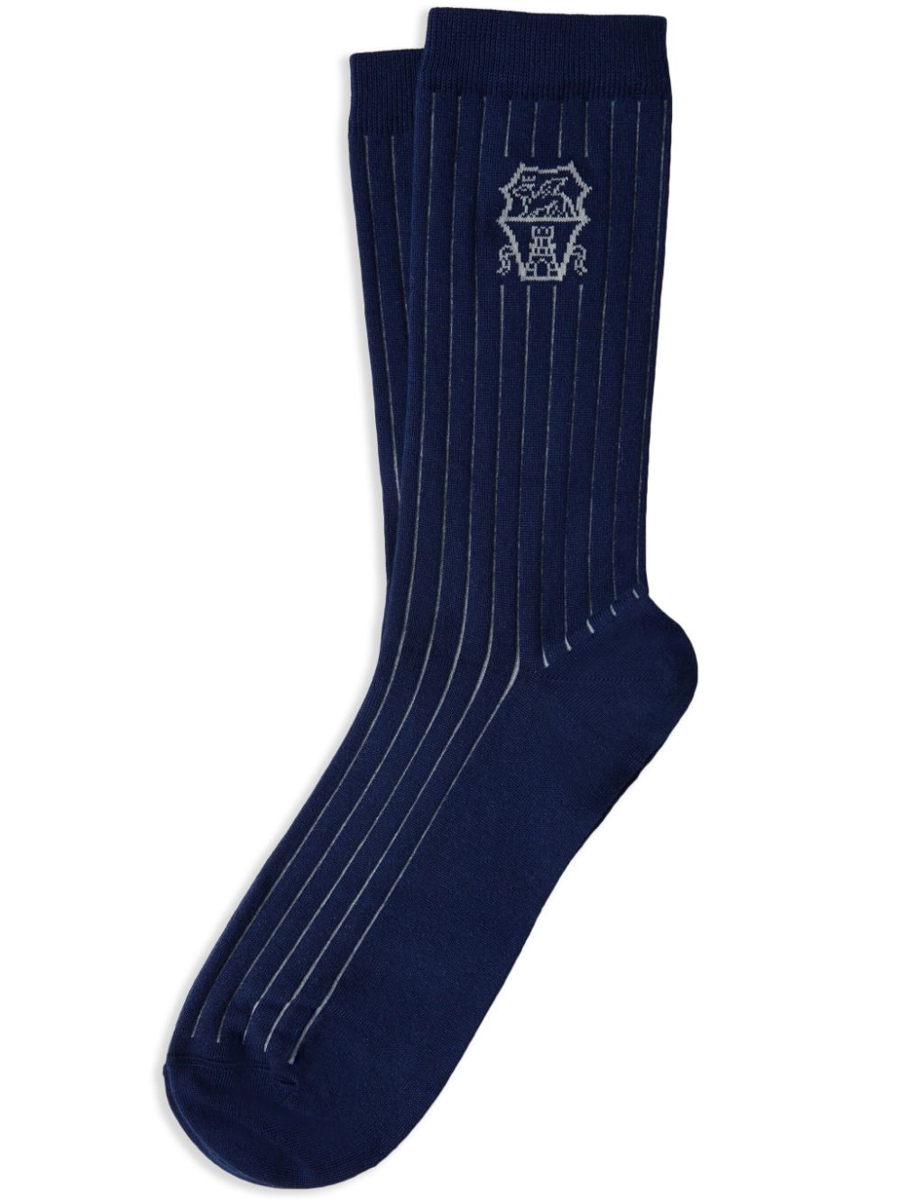 Brunello Cucinelli intarsia-knit logo socks - Blue von Brunello Cucinelli