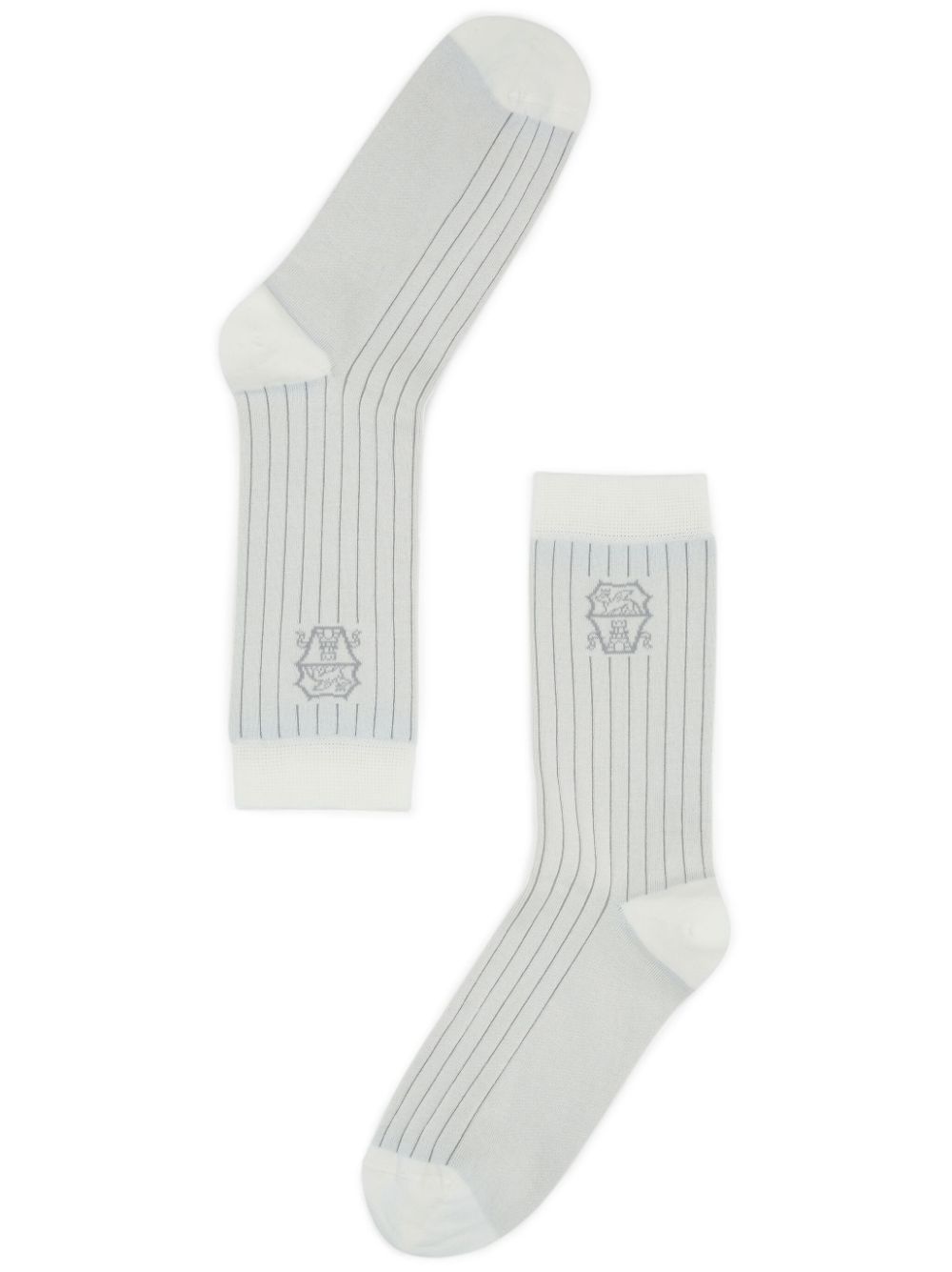 Brunello Cucinelli intarsia-knit logo socks - Grey von Brunello Cucinelli