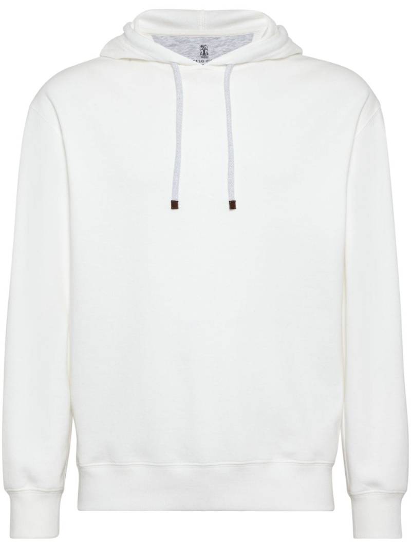 Brunello Cucinelli jersey-texture cotton blend hoodie - White von Brunello Cucinelli