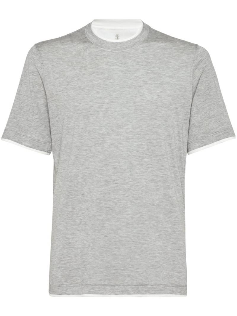 Brunello Cucinelli layered crew-neck T-shirt - Grey von Brunello Cucinelli