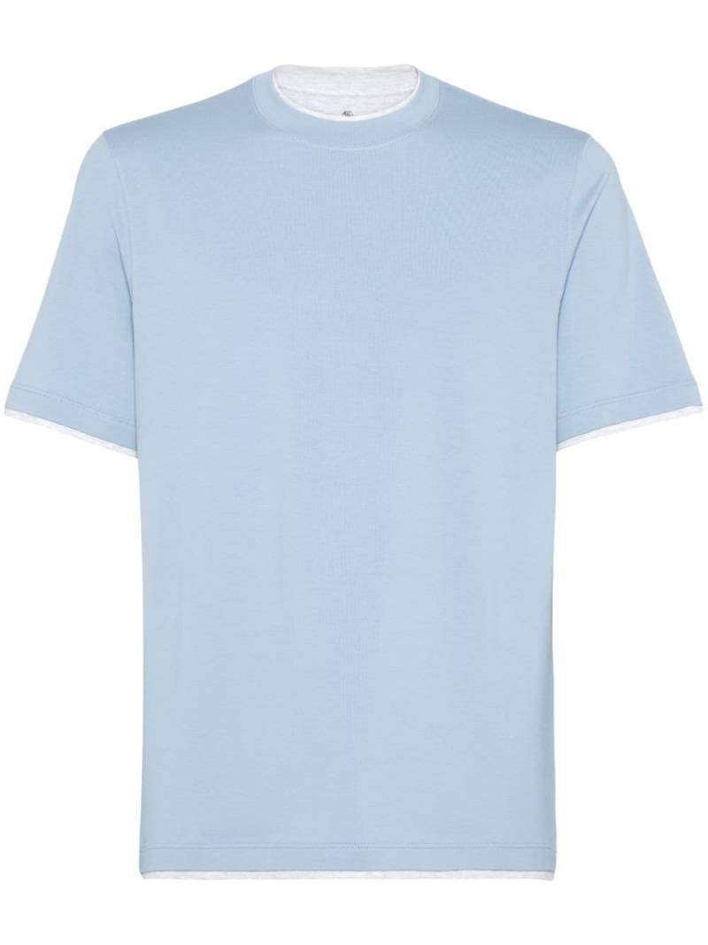 Brunello Cucinelli layered detail cotton T-shirt - Blue von Brunello Cucinelli