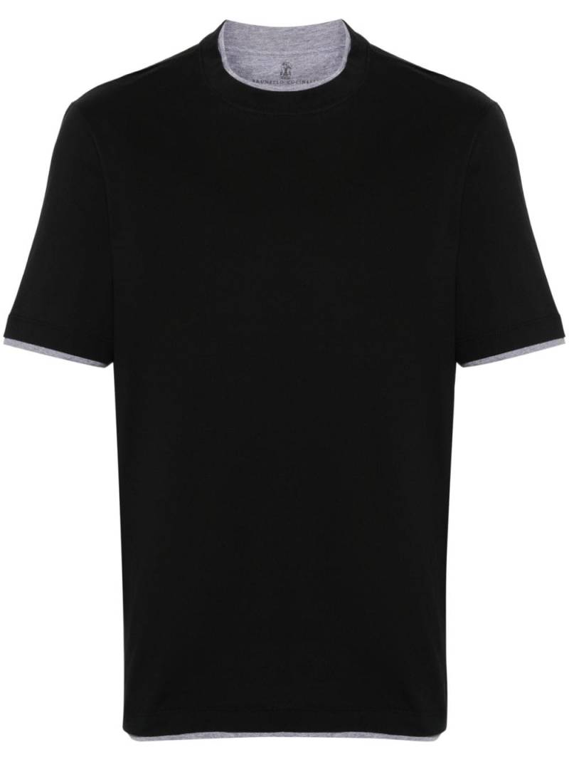 Brunello Cucinelli layered-effect T-shirt - Black von Brunello Cucinelli