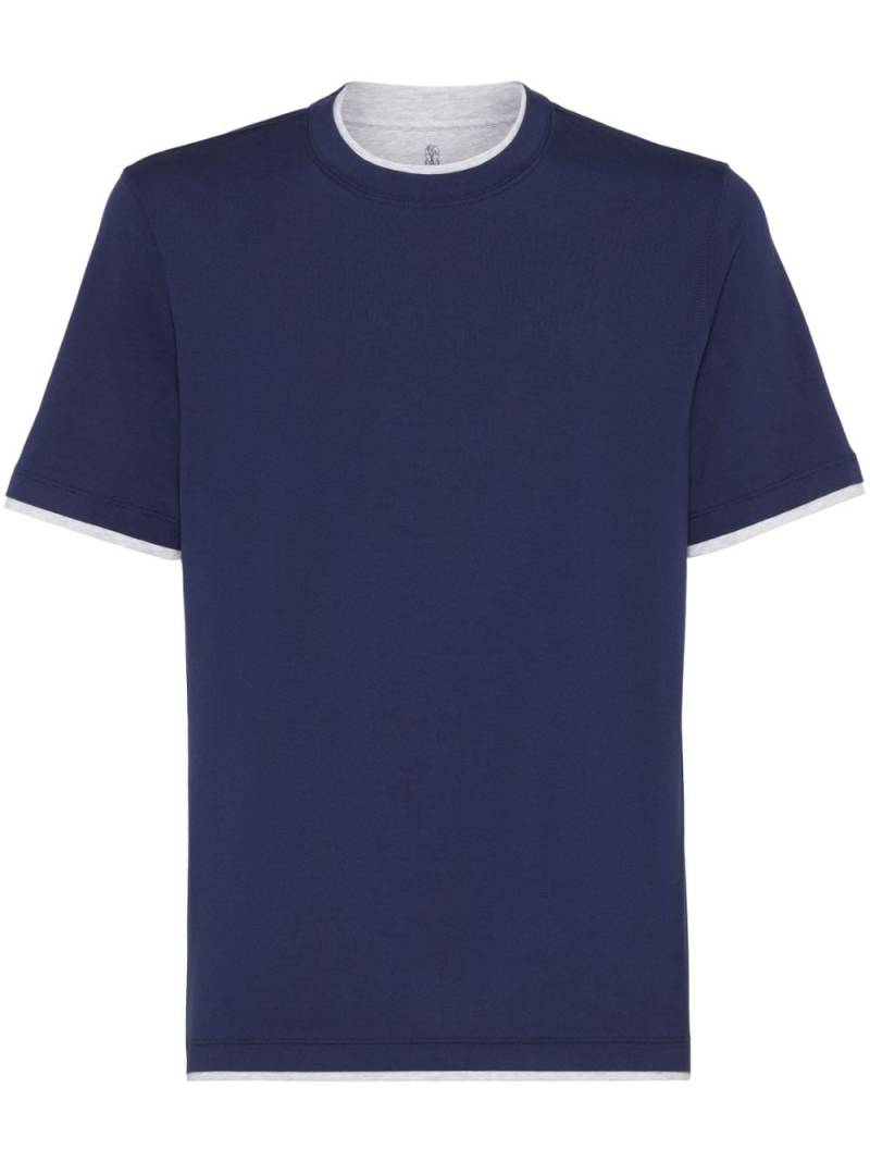 Brunello Cucinelli layered-effect cotton T-shirt - Blue von Brunello Cucinelli