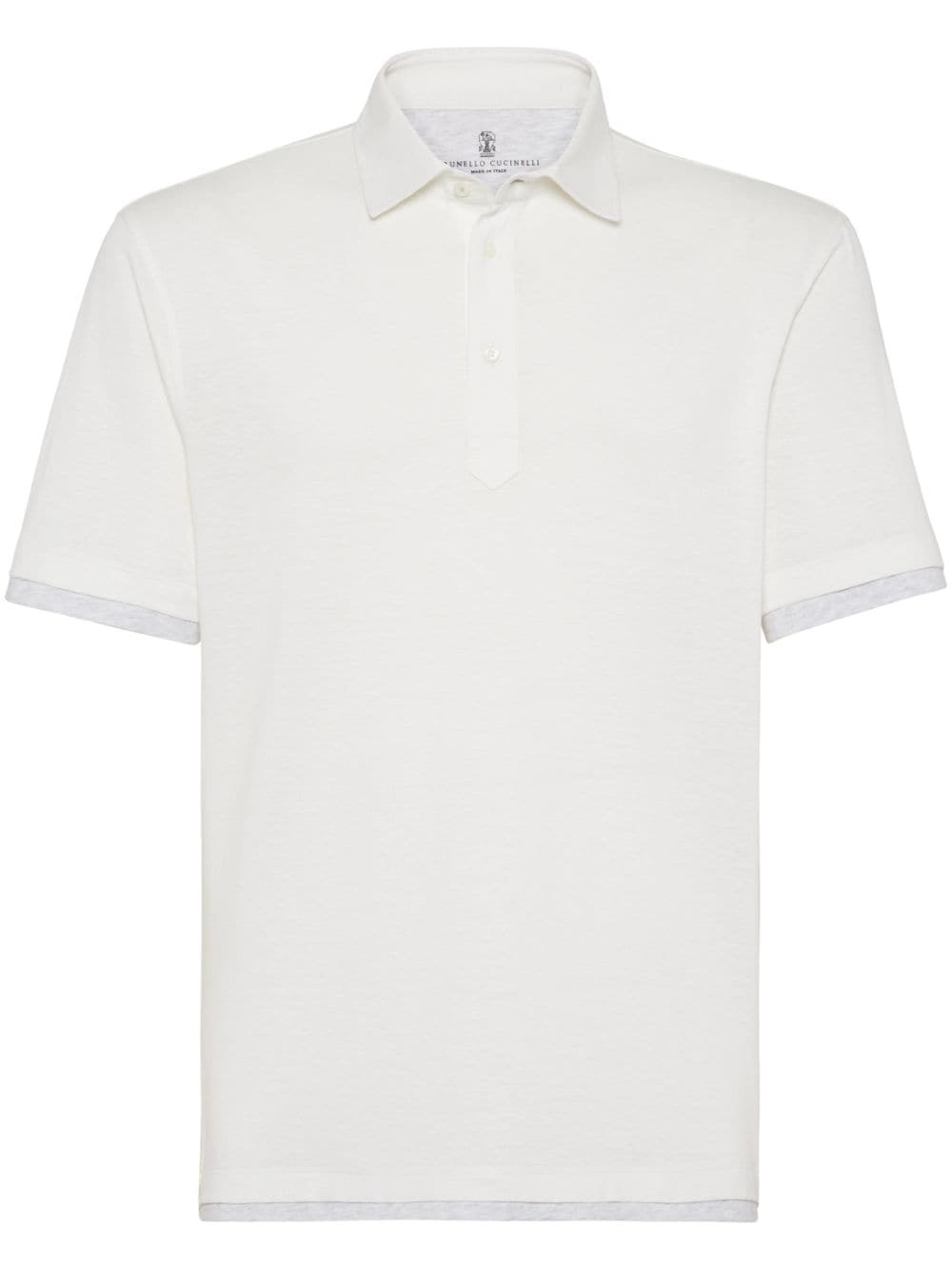 Brunello Cucinelli layered-effect linen-cotton polo shirt - White von Brunello Cucinelli