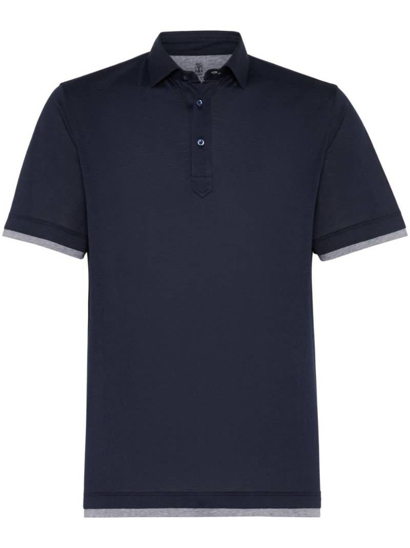 Brunello Cucinelli layered-effect polo shirt - Blue von Brunello Cucinelli