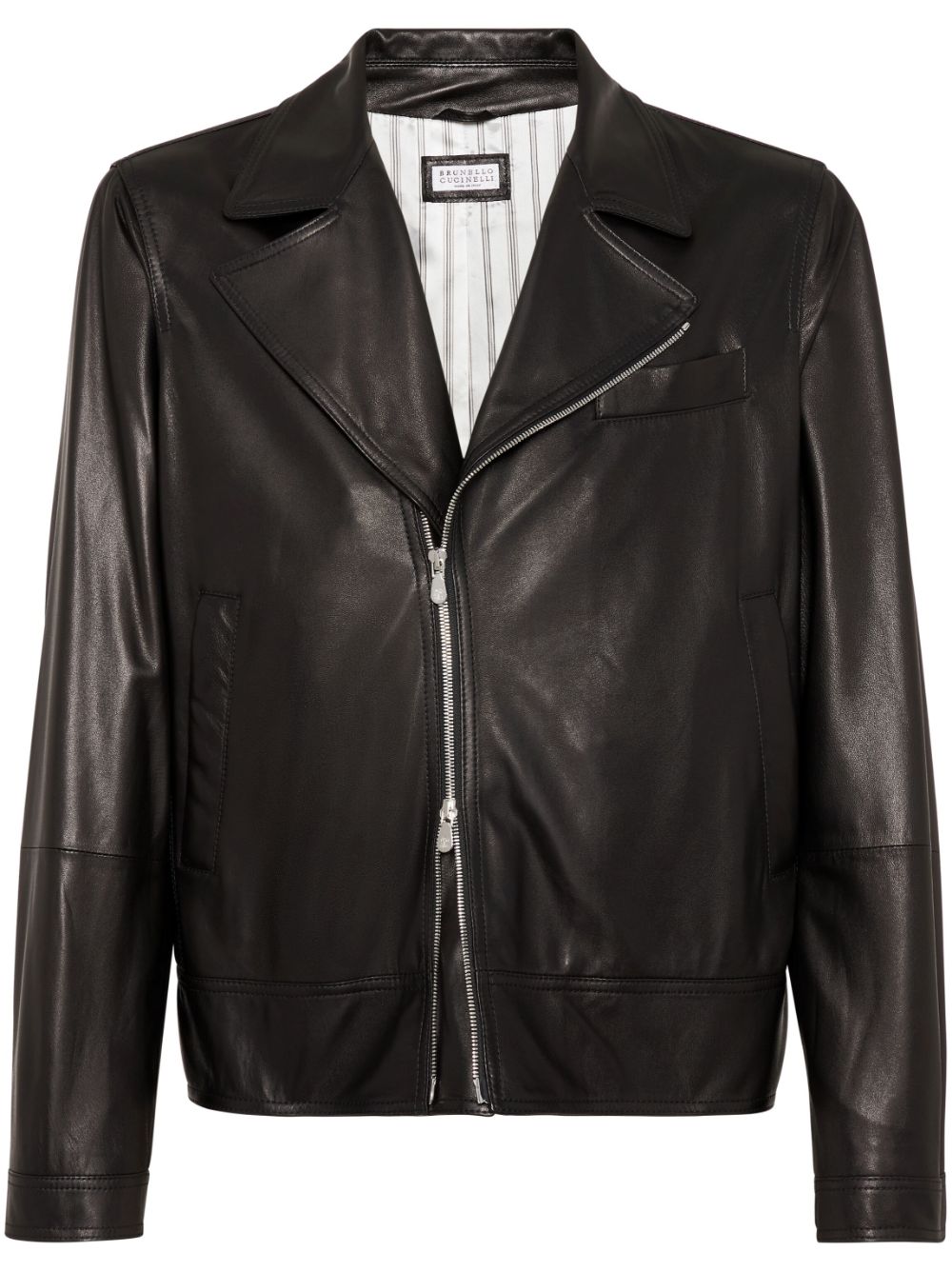 Brunello Cucinelli layered leather bomber jacket - Black von Brunello Cucinelli