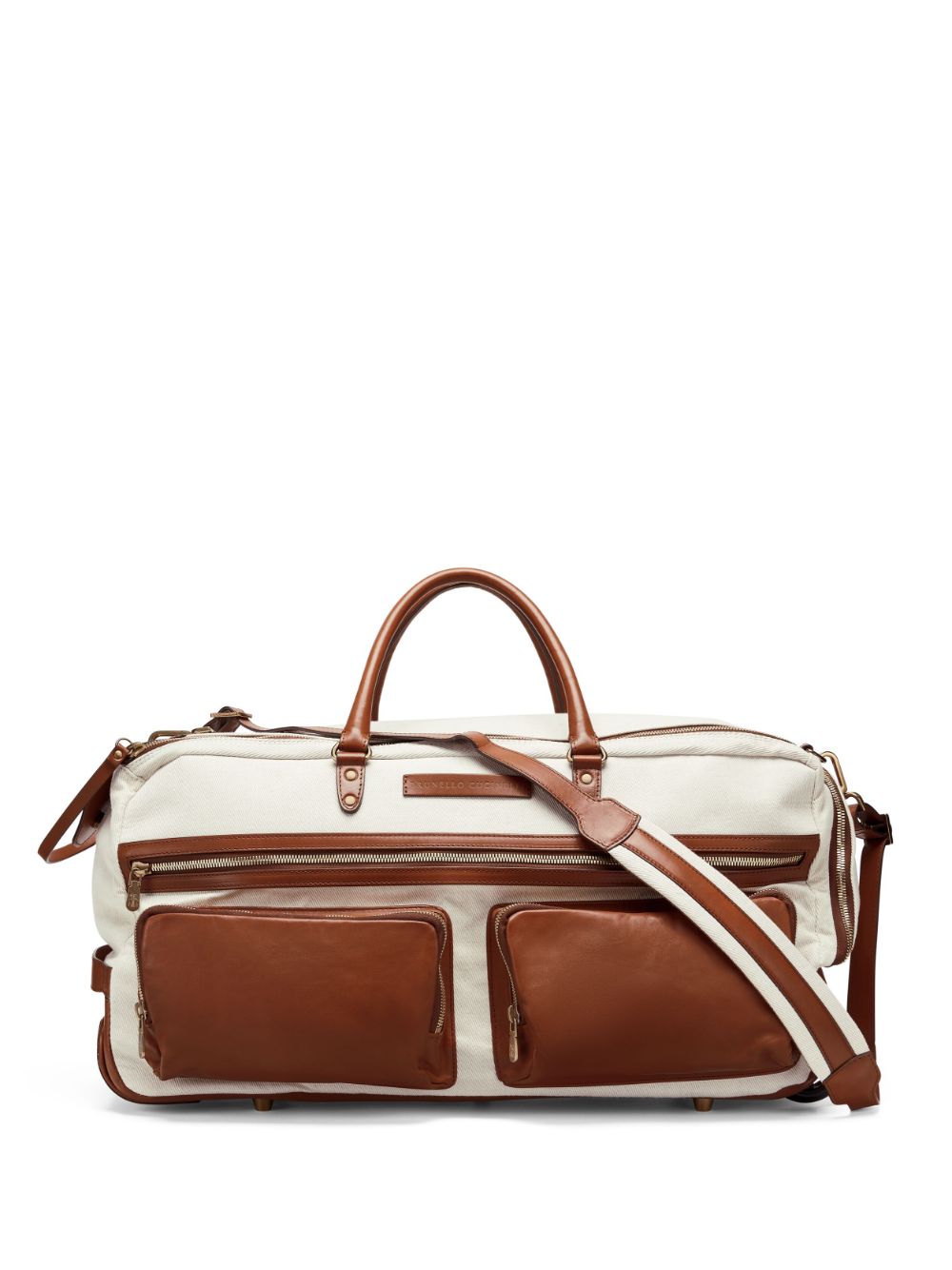 Brunello Cucinelli leather-trim luggage bag - Neutrals von Brunello Cucinelli