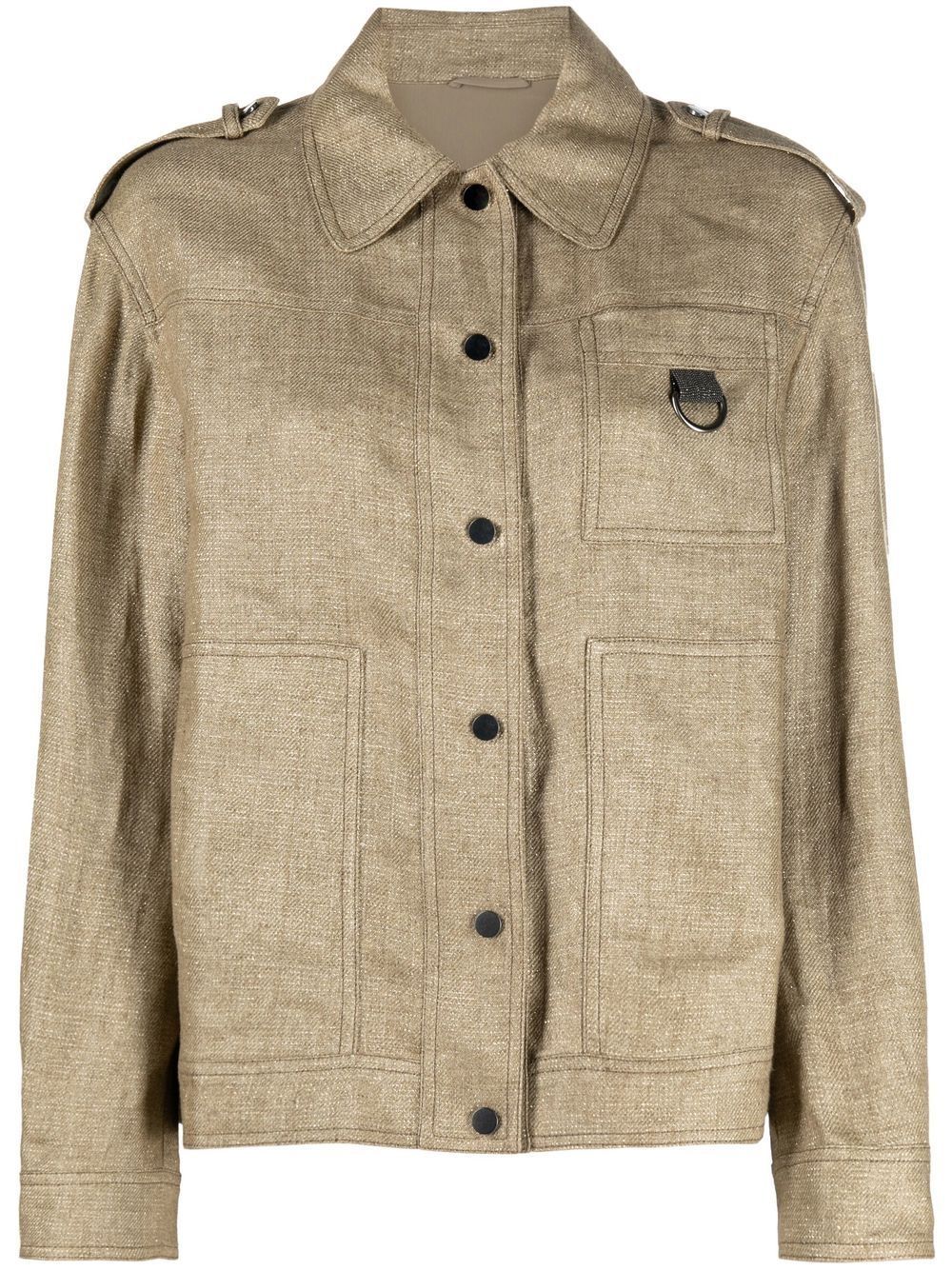 Brunello Cucinelli linen-blend shirt jacket - Neutrals von Brunello Cucinelli