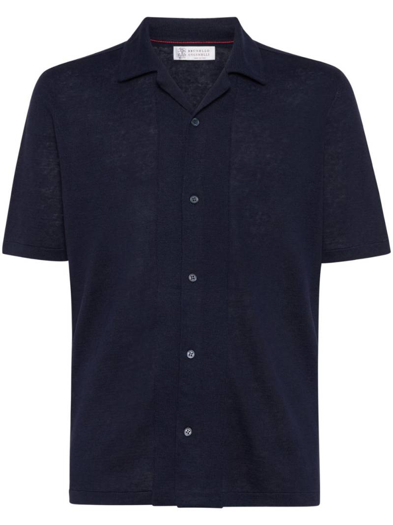 Brunello Cucinelli linen-blend short-sleeved shirt - Blue von Brunello Cucinelli