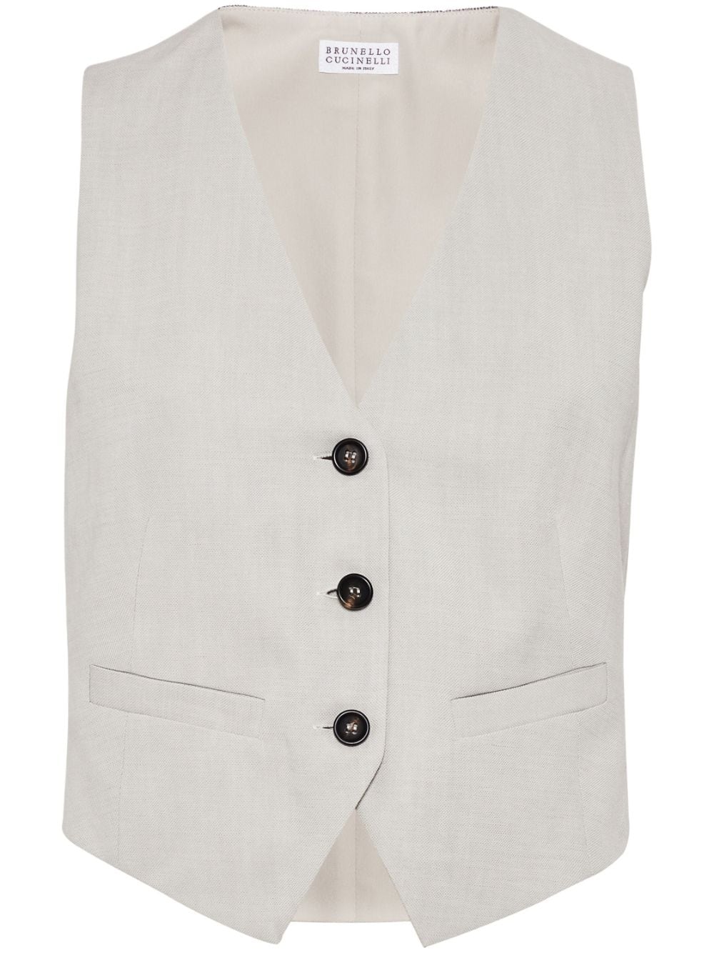 Brunello Cucinelli linen-blend waistcoat - Grey von Brunello Cucinelli