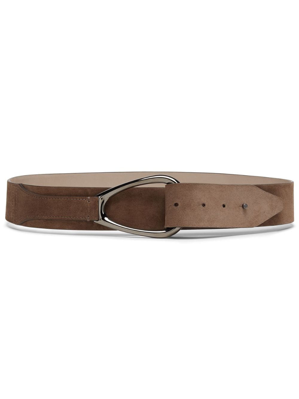 Brunello Cucinelli logo-buckle suede belt - Brown von Brunello Cucinelli