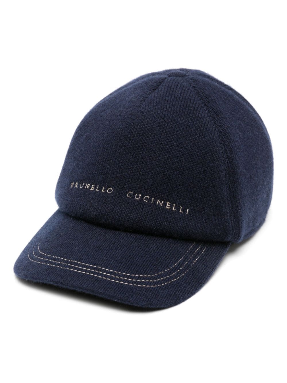 Brunello Cucinelli logo-embroidered cashmere cap - Blue von Brunello Cucinelli