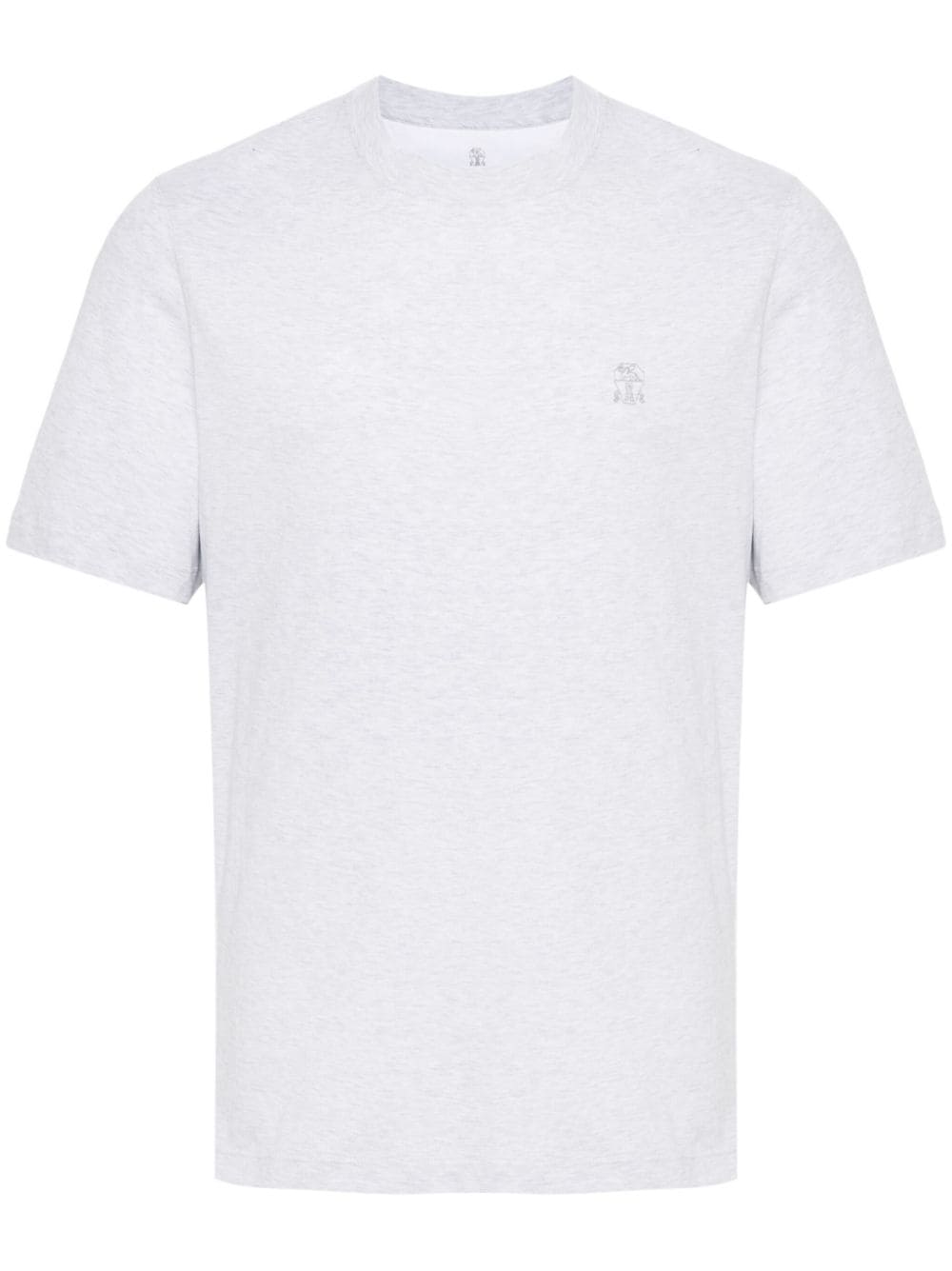 Brunello Cucinelli logo-embroidered cotton T-shirt - Grey von Brunello Cucinelli