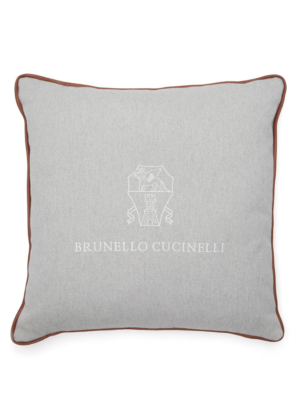 Brunello Cucinelli logo-embroidered cushion - Grey von Brunello Cucinelli