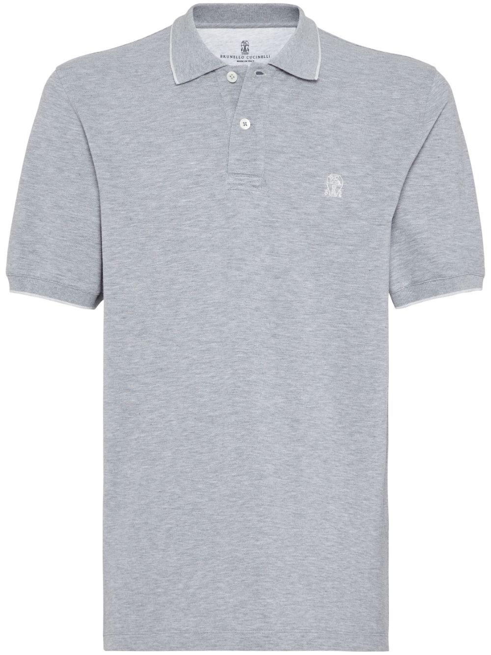 Brunello Cucinelli logo-embroidered polo shirt - Grey von Brunello Cucinelli