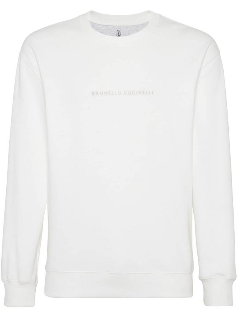 Brunello Cucinelli logo-embroidered sweatshirt - White von Brunello Cucinelli