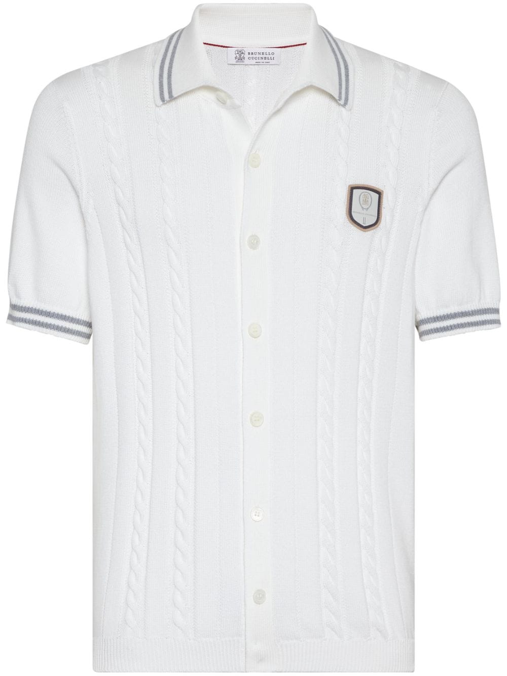Brunello Cucinelli logo-patch polo shirt - White von Brunello Cucinelli