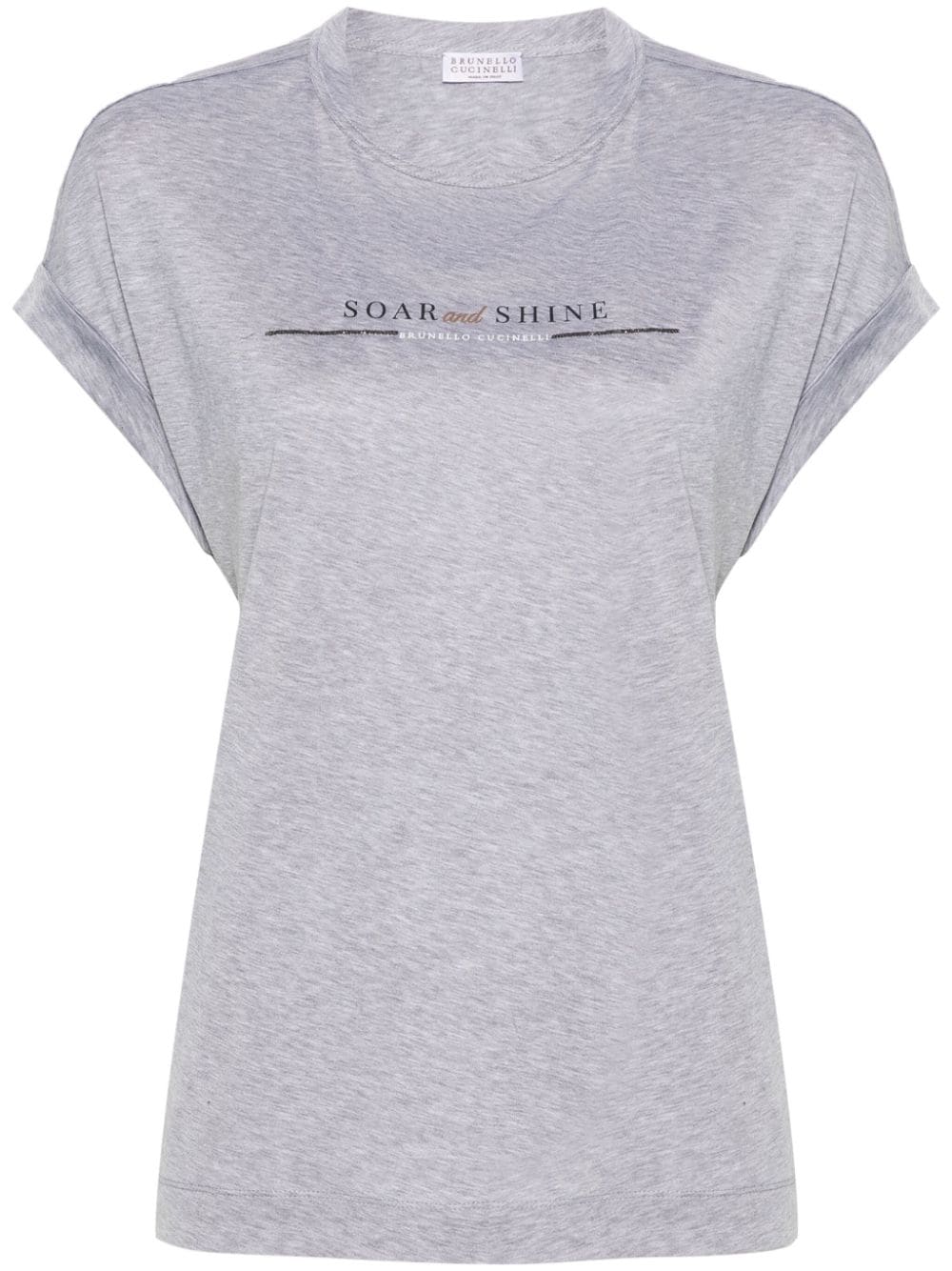 Brunello Cucinelli logo-print cotton T-shirt - Grey von Brunello Cucinelli