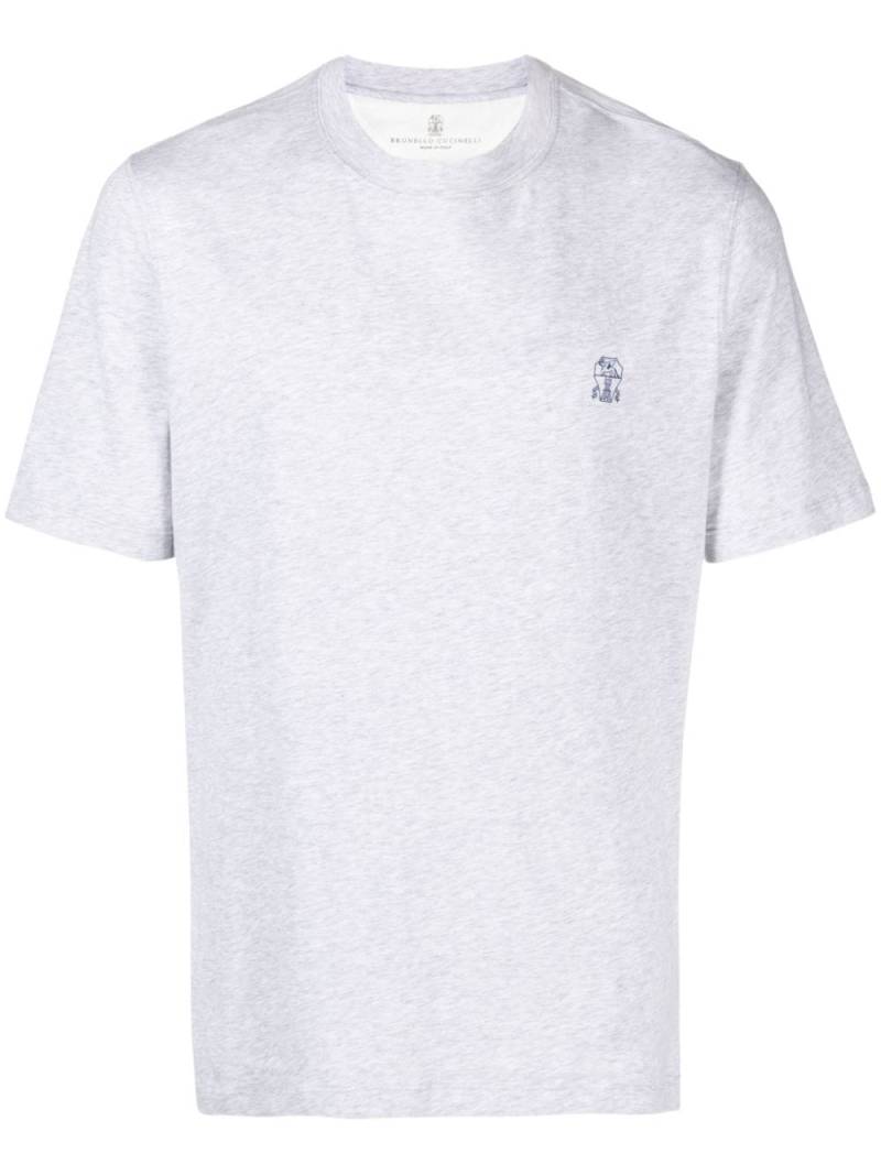 Brunello Cucinelli logo-print cotton T-shirt - Grey von Brunello Cucinelli