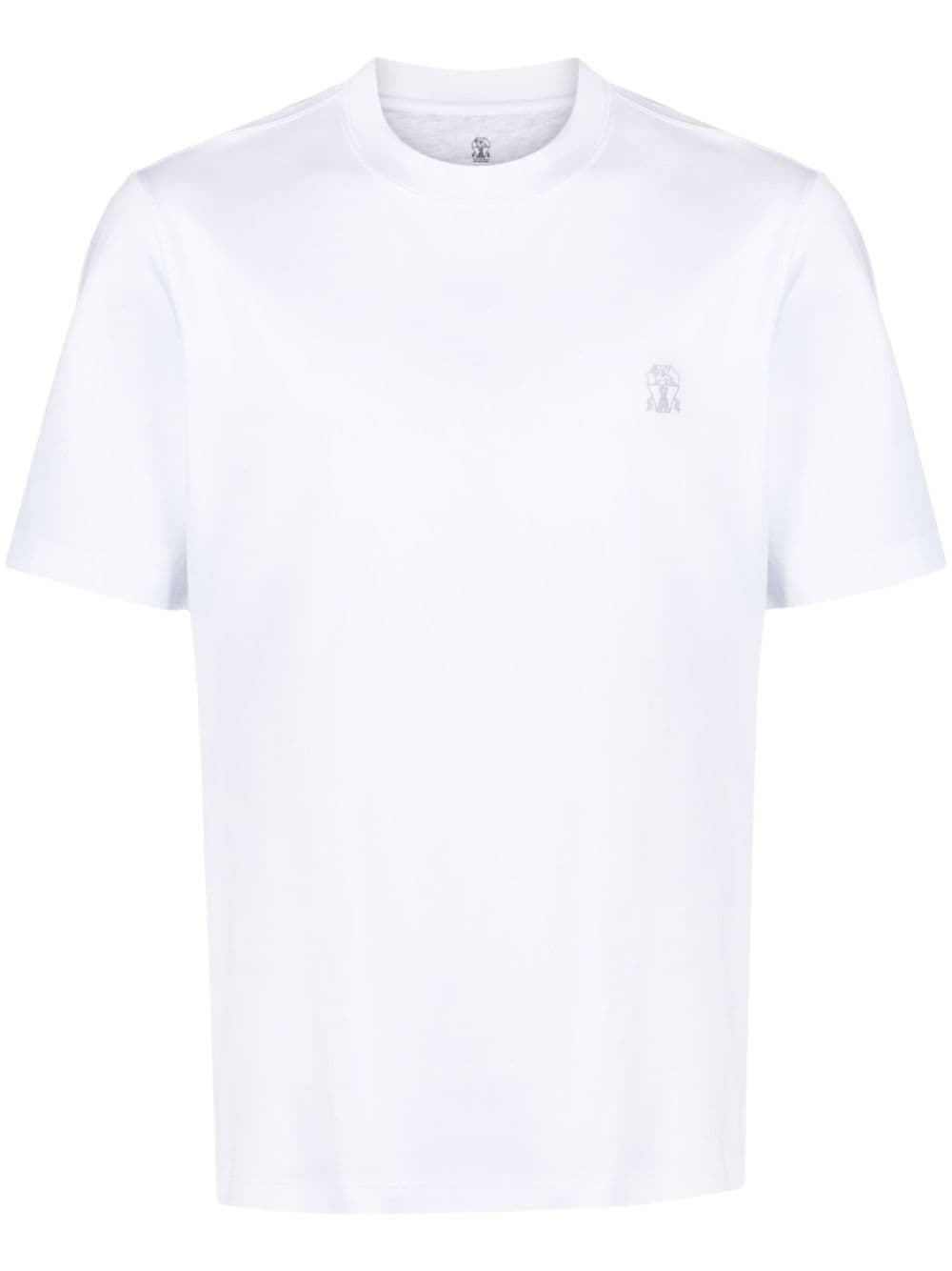 Brunello Cucinelli logo-print cotton T-shirt - White von Brunello Cucinelli