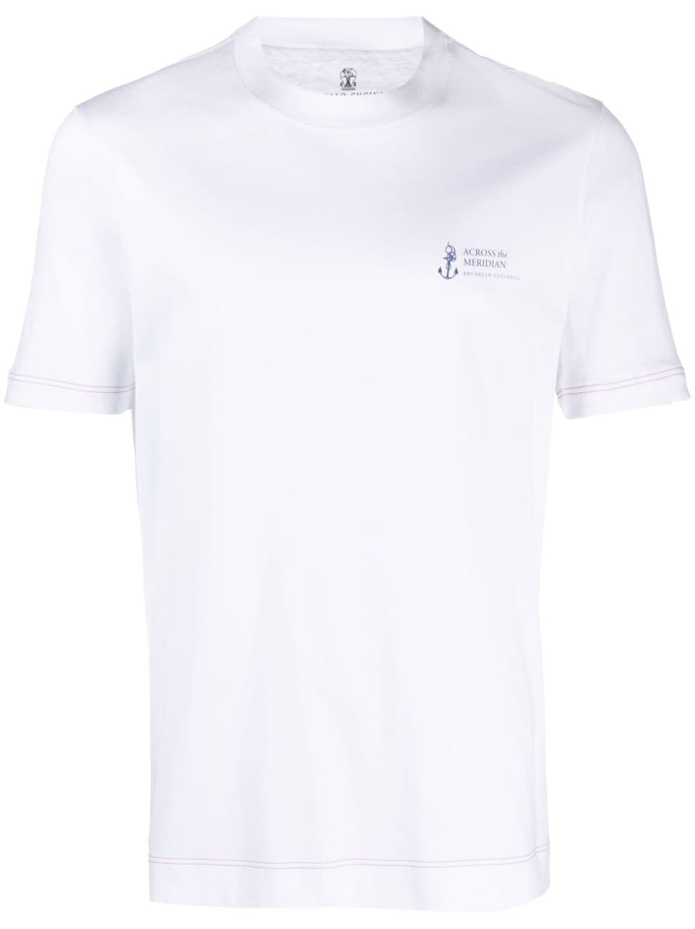 Brunello Cucinelli logo-print cotton T-shirt - White von Brunello Cucinelli
