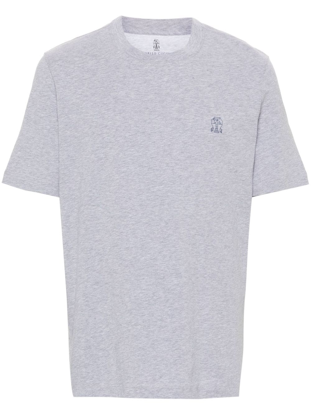 Brunello Cucinelli logo-print méllange T-shirt - Grey von Brunello Cucinelli